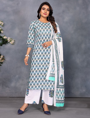 VEMEZ Women Ethnic Top Palazzo Dupatta Set