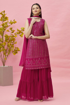 Xomantic FASHION Women Kurta Sharara Dupatta Set