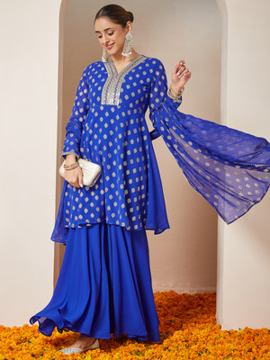 Janasya Women Kurta Sharara Dupatta Set