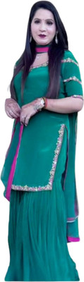 EMBOIRDERYFAB Women Ethnic Top Palazzo Dupatta Set