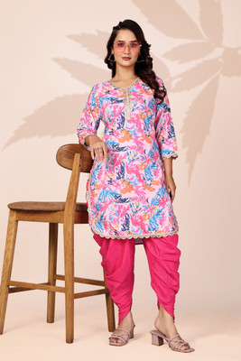 Lugru Colletion Women Ethnic Top Dhoti Pant Cape Set