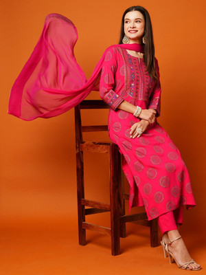 QUEENSFAB Women Kurta Pant Dupatta Set