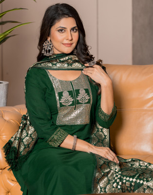 Skylee Embellished, Embroidered, Woven, Self Design Kurta, Salwar & Dupatta Set