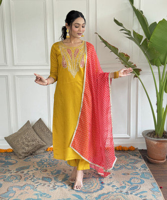 THE52 Women Kurti Pant Dupatta Set