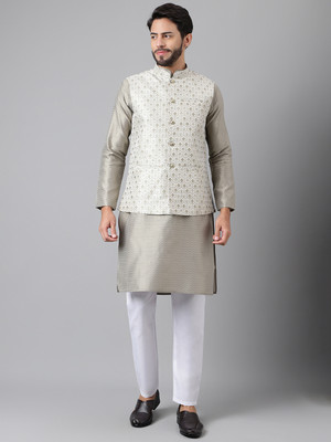 Sangria Men Kurta Pyjama Ethnic Jacket Set