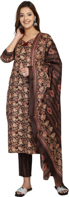 VihaanExim Printed Kurta, Trouser/Pant & Dupatta Set