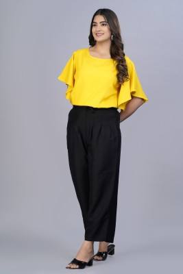 KD MART Casual Solid Women Yellow Top