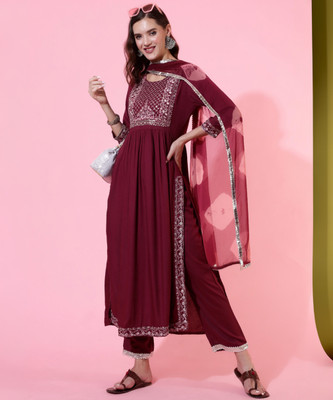 GLAM ROOTS Women Kurta Pant Dupatta Set