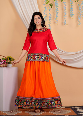 canvir Women Ethnic Top Skirt Set