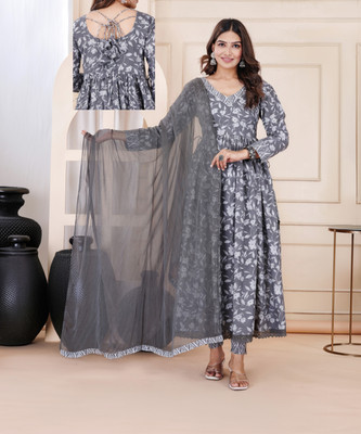 Hand Block Print Women Kurti Palazzo Attached Dupatta Set