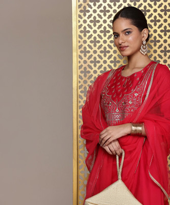 House of Pataudi Women Kurta Patiala Attached Dupatta Set