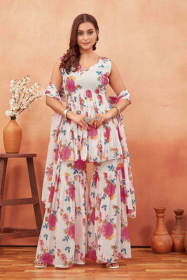 Odd by chansi Trendz Women Kurti Sharara Dupatta Set