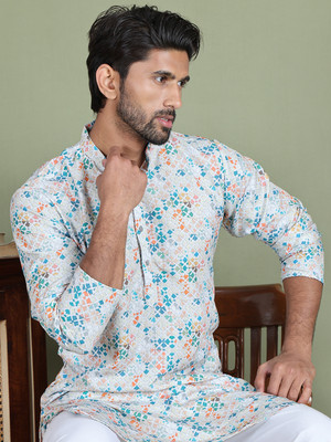ANOUK Men Embroidered Straight Kurta(White)