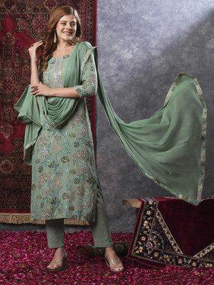 Anni Designer Printed, Embroidered Kurta, Palazzo & Dupatta Set