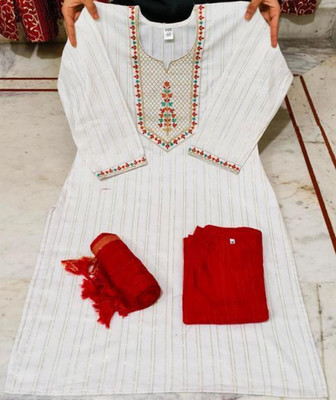 ZEEFAB Women Kurti Pyjama Dupatta Set