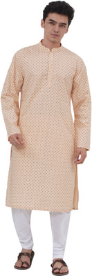 Sethukrishna Men Printed A-line Kurta(Orange)