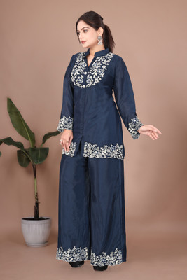 Jash Creation Women Ethnic Top Palazzo Set