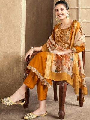 R4milA Embroidered Kurta, Trouser/Pant & Dupatta Set