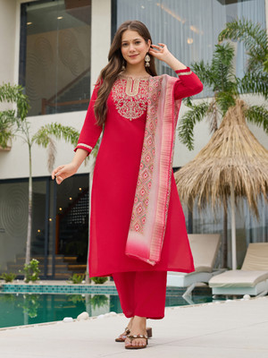 Prime Poster Embroidered Kurta, Salwar & Dupatta Set