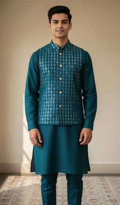 Menchoice Men Kurta Pant Ethnic Jacket Set