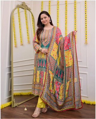 Harekrishna creation Women Kurti Pant Attached Dupatta Set