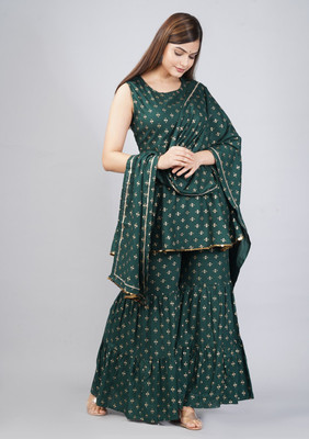 RIXRY Women Kurta Sharara Dupatta Set