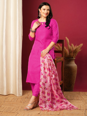 Tasrika Solid Kurta, Trouser/Pant & Dupatta Set