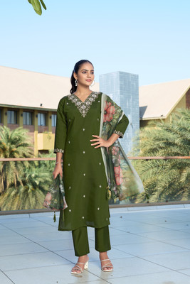 varni exim Women Kurti Pant Attached Dupatta Set