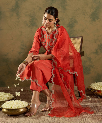 Indo Era Women Kurta Pant Dupatta Set