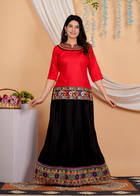 canvir Women Ethnic Top Skirt Set