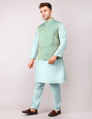 ADARNIYA Men Kurta Pyjama Ethnic Jacket Set