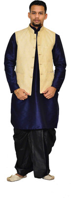 Royal Garments Men Kurta Dhoti Pant Ethnic Jacket Set