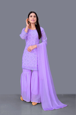 Bhankicreation Women Ethnic Top Sharara Dupatta Set