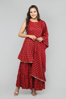 RIXRY Women Kurta Sharara Dupatta Set