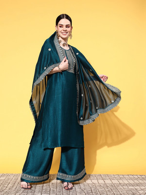 OmNamo Women Kurta Palazzo Dupatta Set