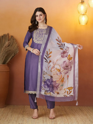 TILAK FAB Embroidered Kurta, Dhoti Pant & Dupatta Set