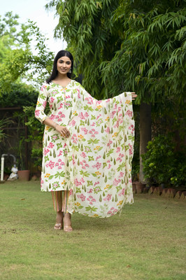 Tasrika Printed Kurta, Trouser/Pant & Dupatta Set