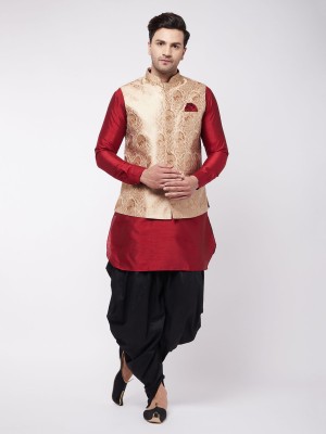 VASTRAMAY Men Kurta Dhoti Ethnic Jacket Set