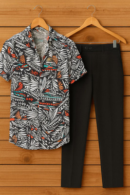 Black Deer Men Shirt Pant Set