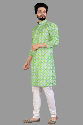 PARALLEL TIMES Men Solid Straight Kurta(Light Green)