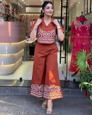 Elbwear Women Ethnic Top Palazzo Set