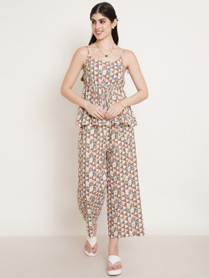 FABRIC FITOOR Women Ethnic Top Palazzo Set