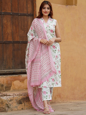Zinsy Creation Printed Kurta, Trouser/Pant & Dupatta Set
