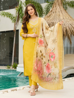 SDK Fashion Embroidered, Printed Kurta, Trouser/Pant & Dupatta Set