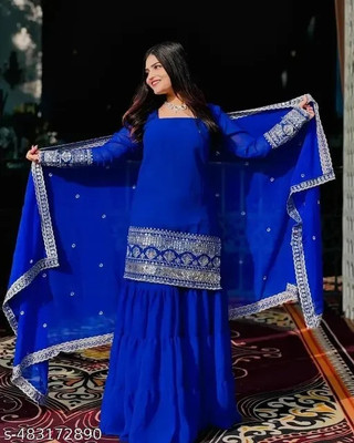 Bajrang fab Women Ethnic Top Pant Dupatta Set
