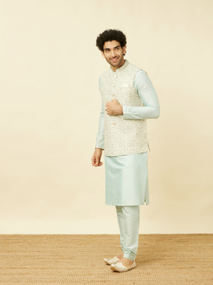MANYAVAR Men Kurta Pyjama Ethnic Jacket Set