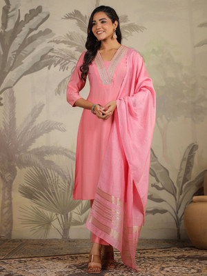 Janasya Women Kurta Pant Dupatta Set