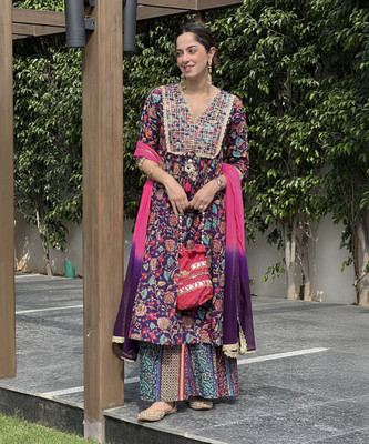 Janasya Women Kurta Palazzo Dupatta Set