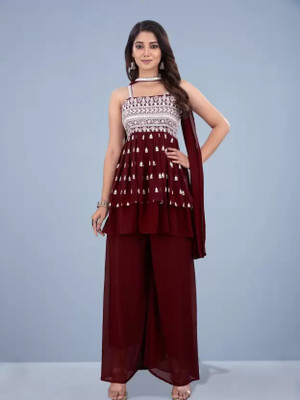 murlidhar creation Women Ethnic Top Palazzo Dupatta Set