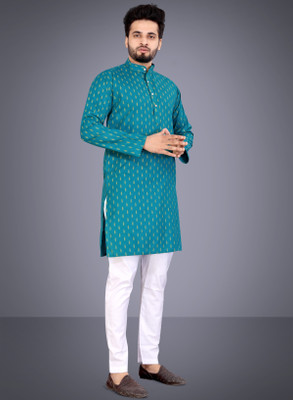 VELLOSTA Men Printed A-line Kurta(Blue)